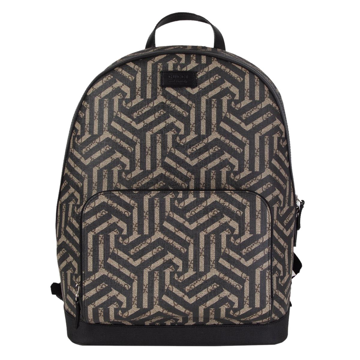 GUCCI black & beige CALEIDO GG MONOGRAM SUPREME Backpack Bag