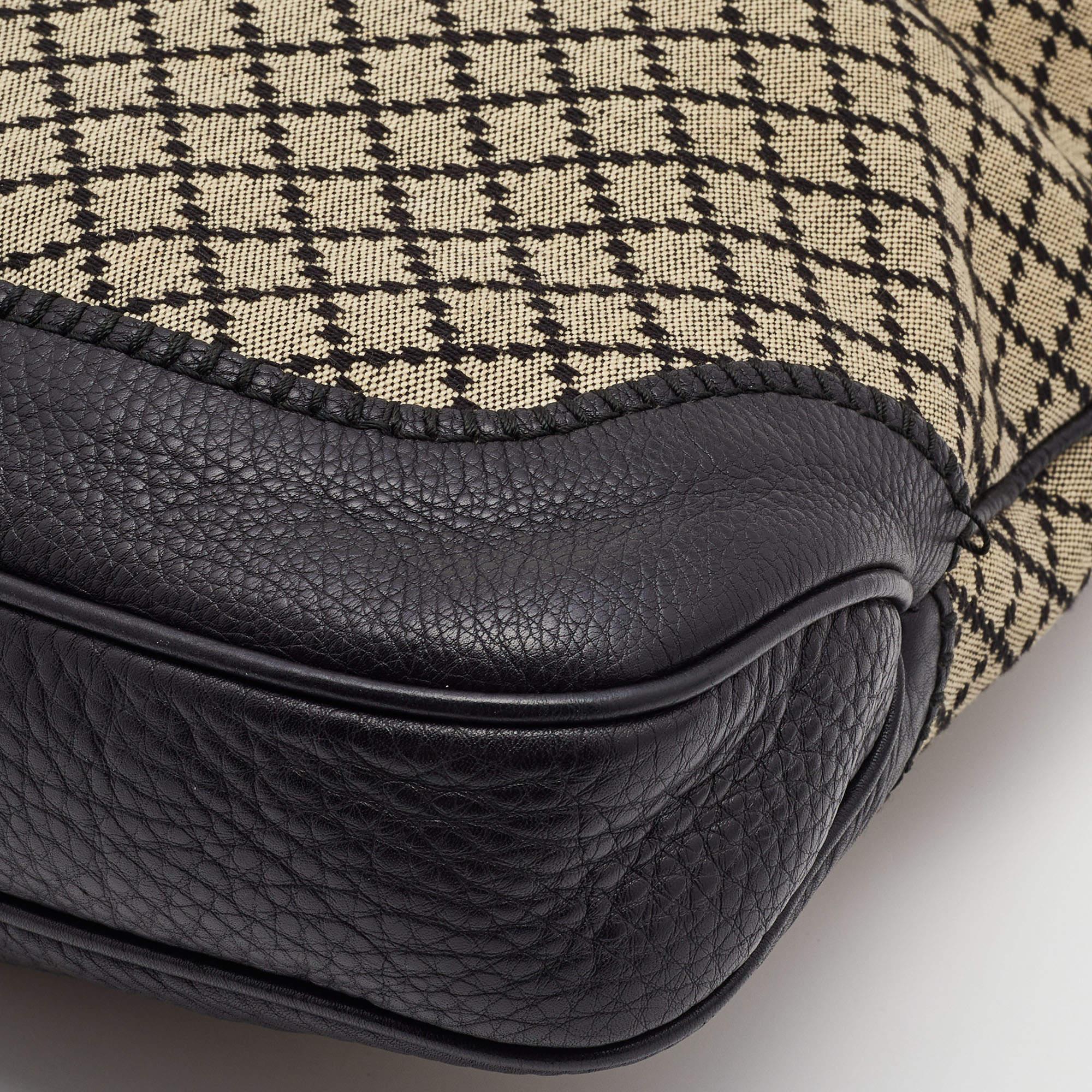 Gucci Black/Beige Diamante Canvas New Jackie Shoulder Bag 9