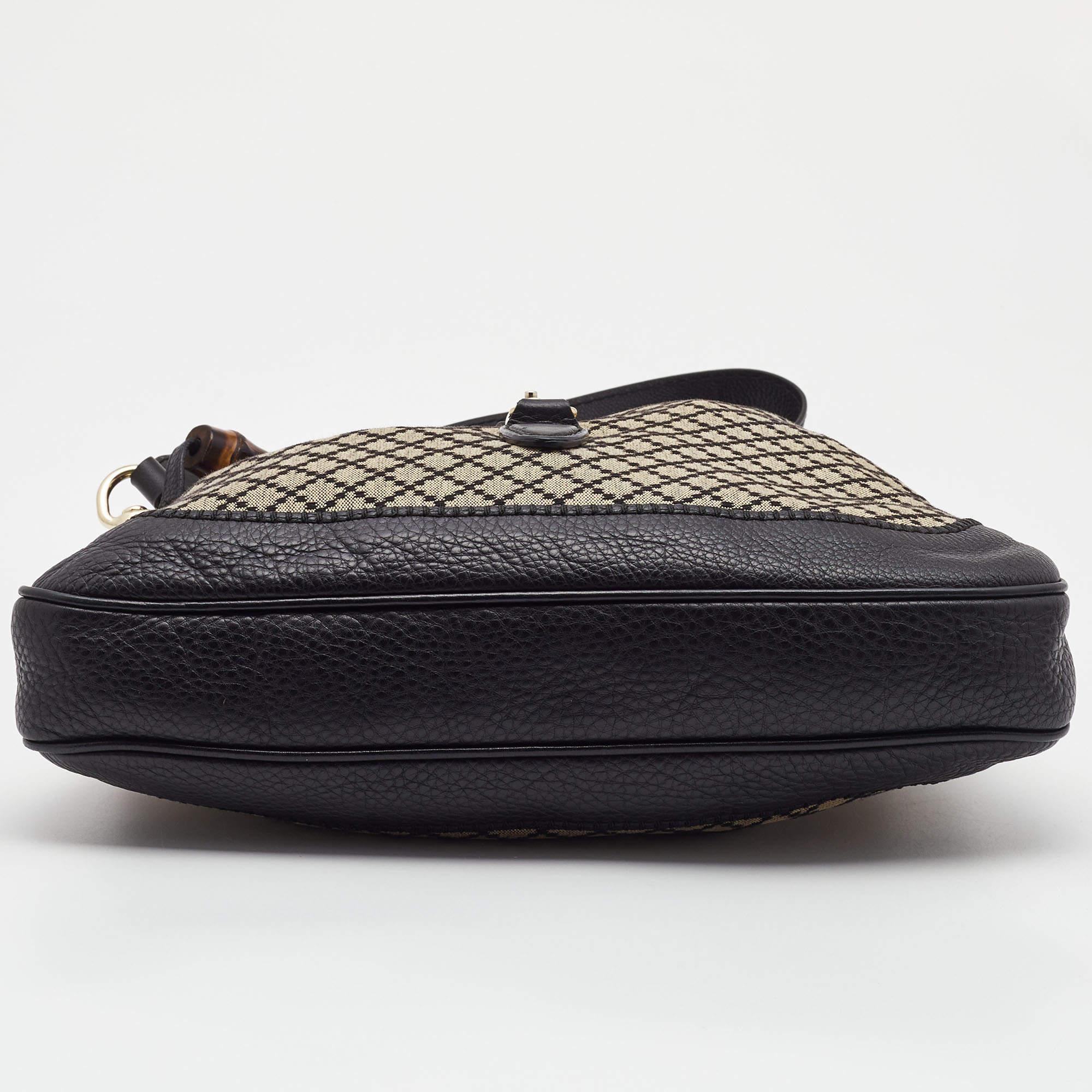 Gucci Black/Beige Diamante Canvas New Jackie Shoulder Bag 1