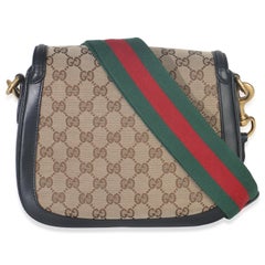 Gucci Black Beige GG Canvas Medium Lady Web Shoulder Bag