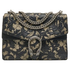Gucci Black/Beige GG Supreme Canvas and Leather Medium Dionysus Arabesque Should