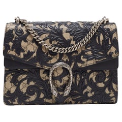 Gucci Schwarz/Beige GG Supreme Umhängetasche aus Segeltuch und Leder Medium Dionysus
