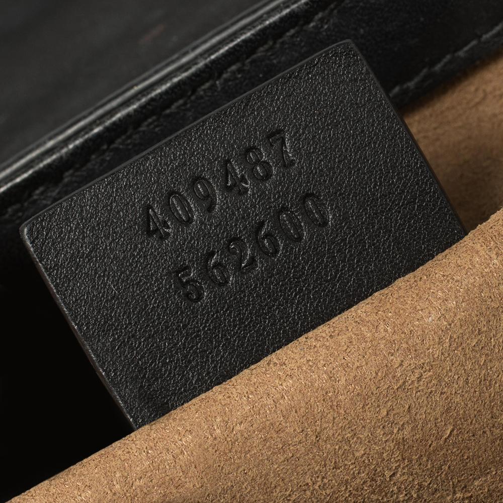 Gucci Black/Beige GG Supreme Canvas and Leather Small Padlock Shoulder Bag 6