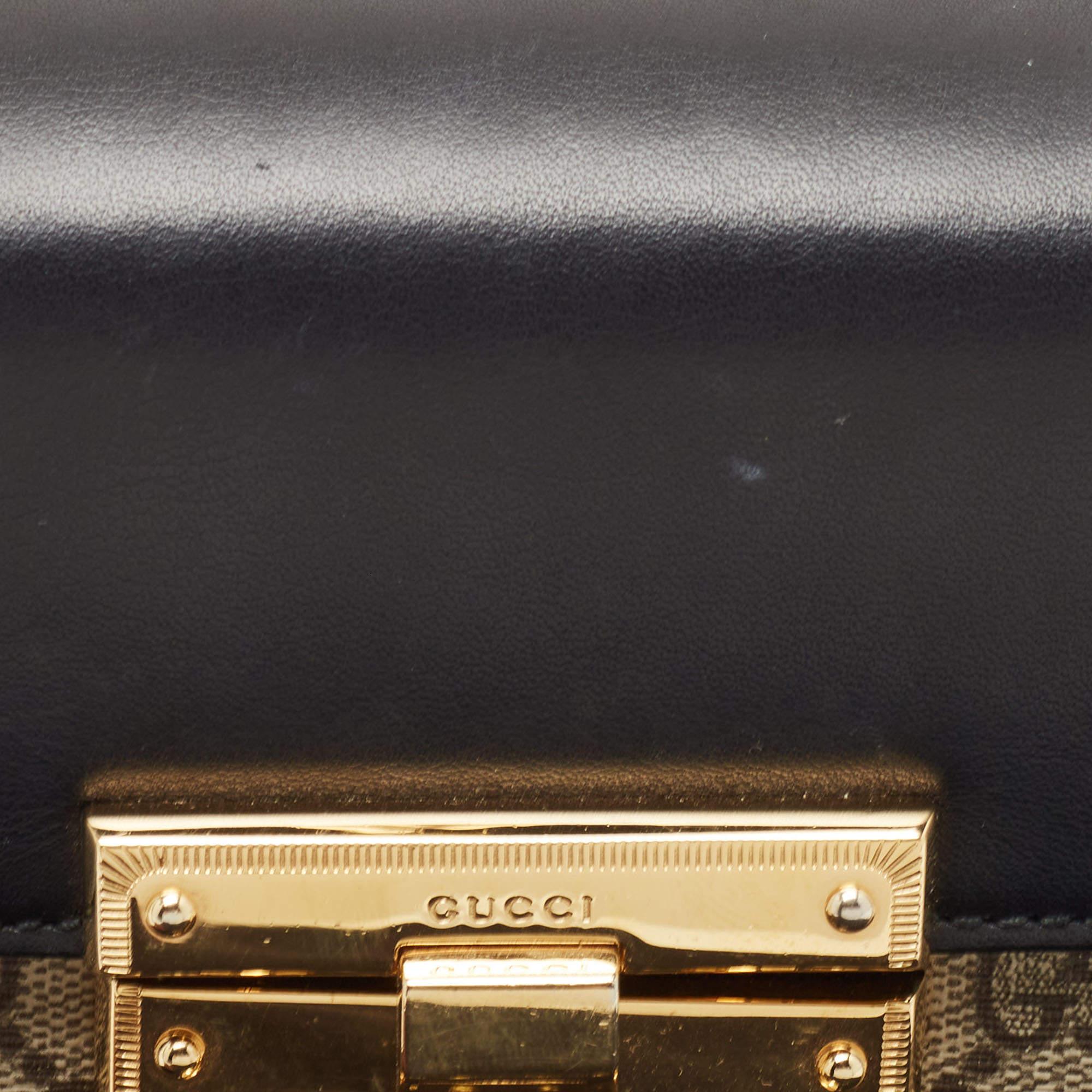 Gucci Black/Beige GG Supreme Canvas and Leather Small Padlock Shoulder Bag 7