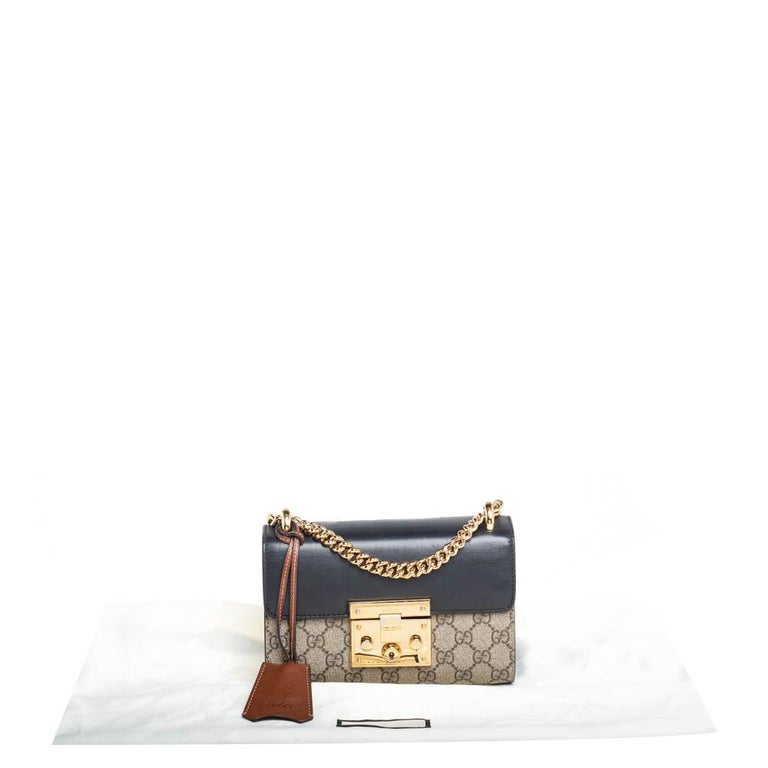 Gucci Beige/Off White GG Supreme Canvas and Leather Small Pearl Embellished  Padlock Shoulder Bag Gucci