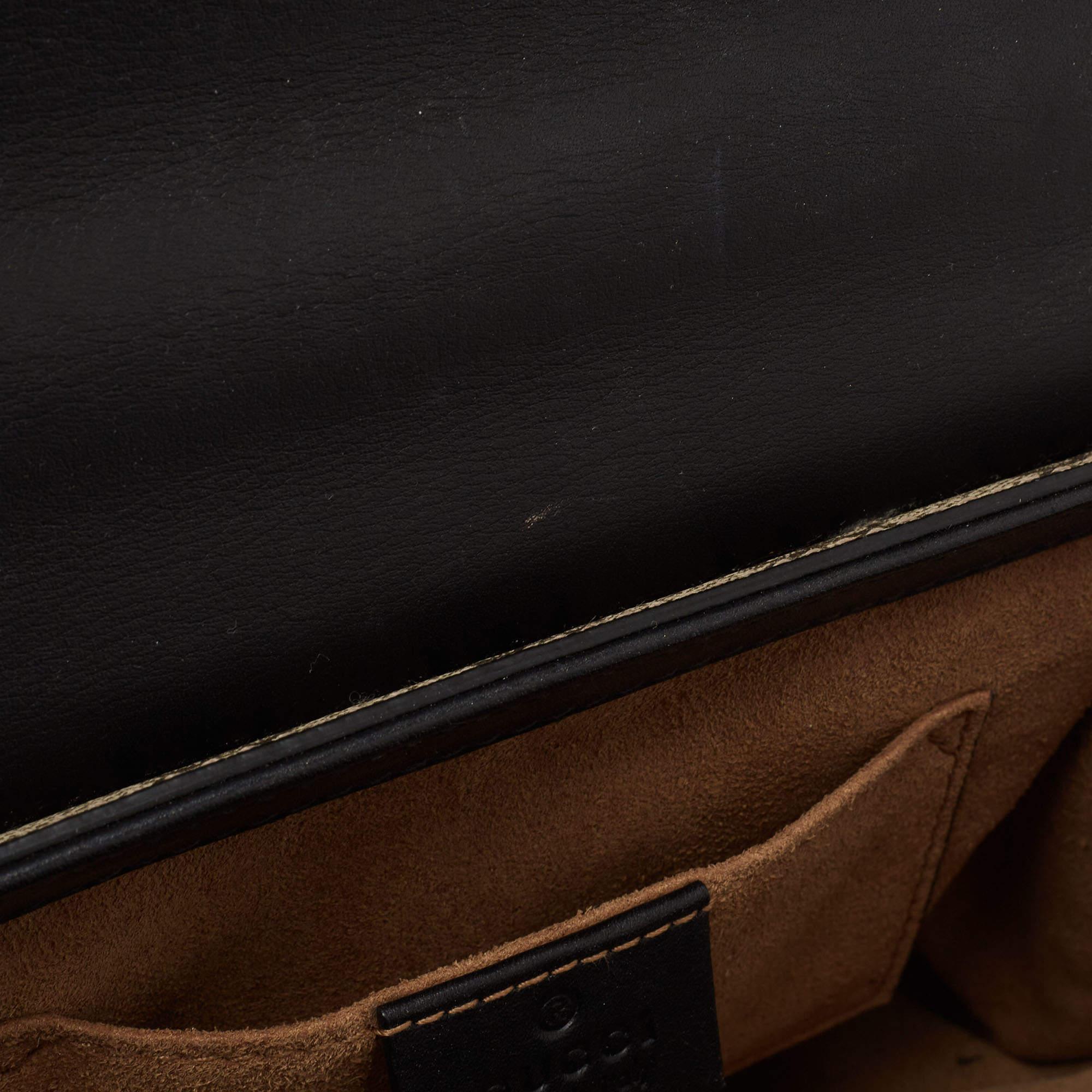 Gucci Black/Beige GG Supreme Canvas and Leather Small Padlock Shoulder Bag 10