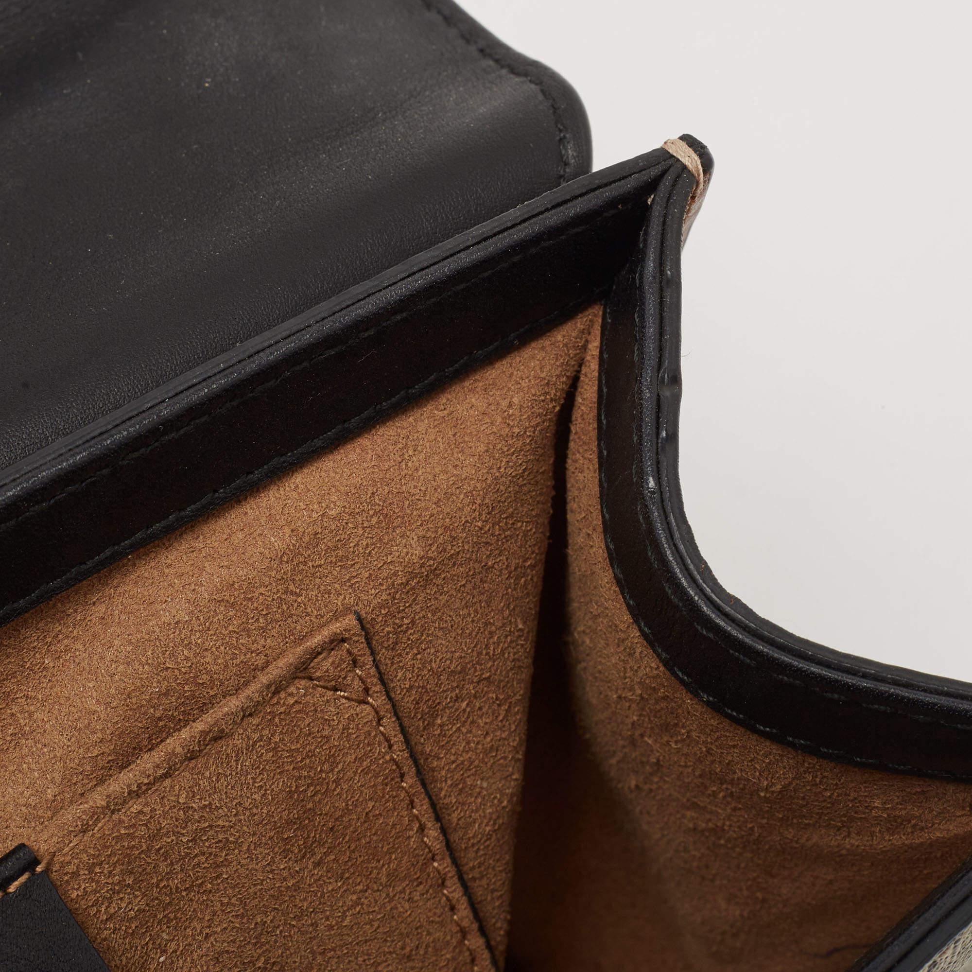 Gucci Black/Beige GG Supreme Canvas and Leather Small Padlock Shoulder Bag 11