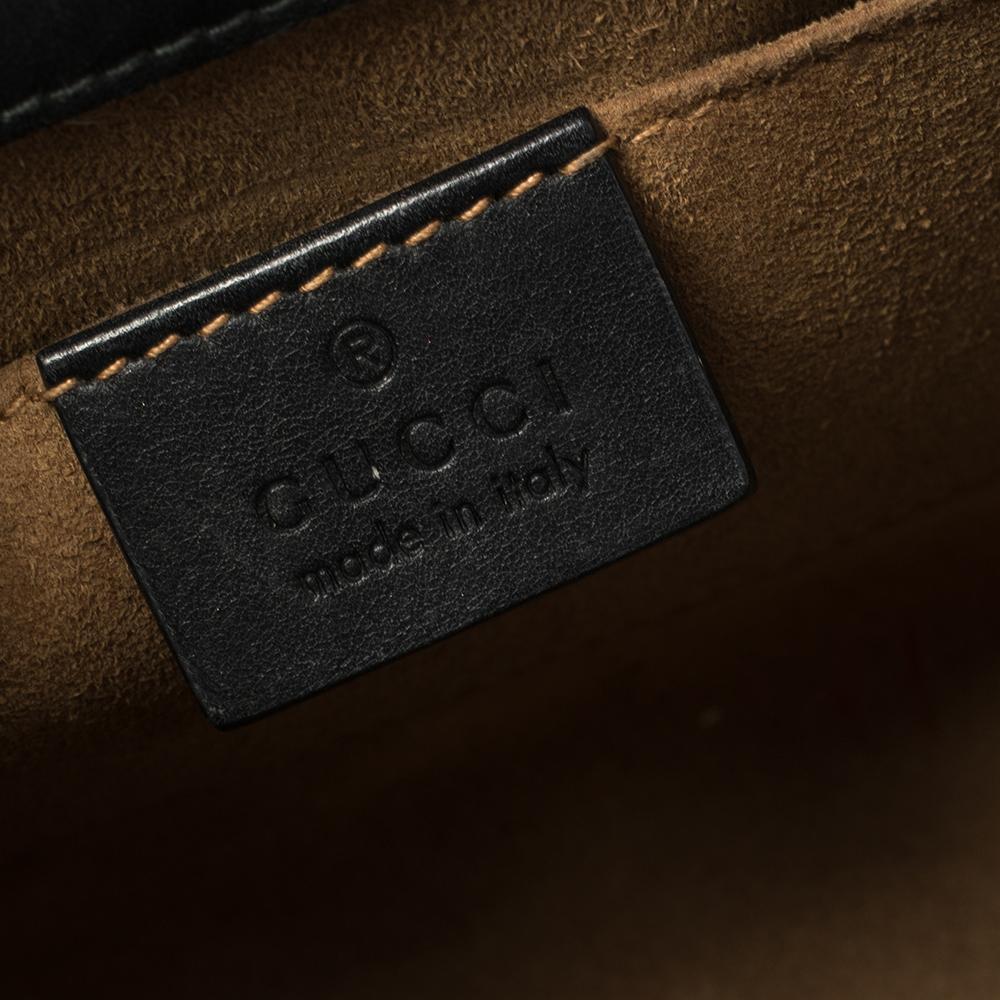Gucci Black/Beige GG Supreme Canvas and Leather Small Padlock Shoulder Bag 2