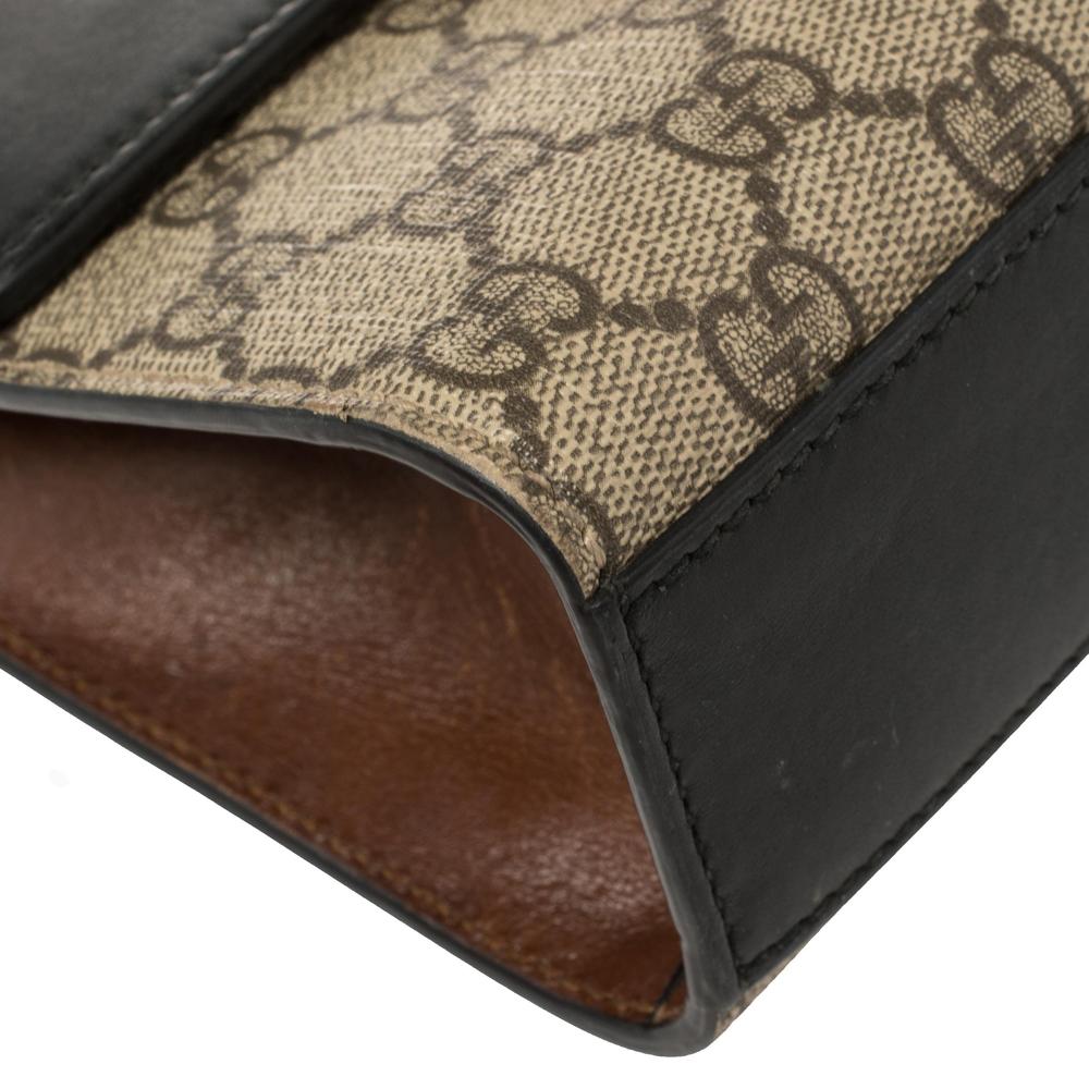 Gucci Black/Beige GG Supreme Canvas and Leather Small Padlock Shoulder Bag 3