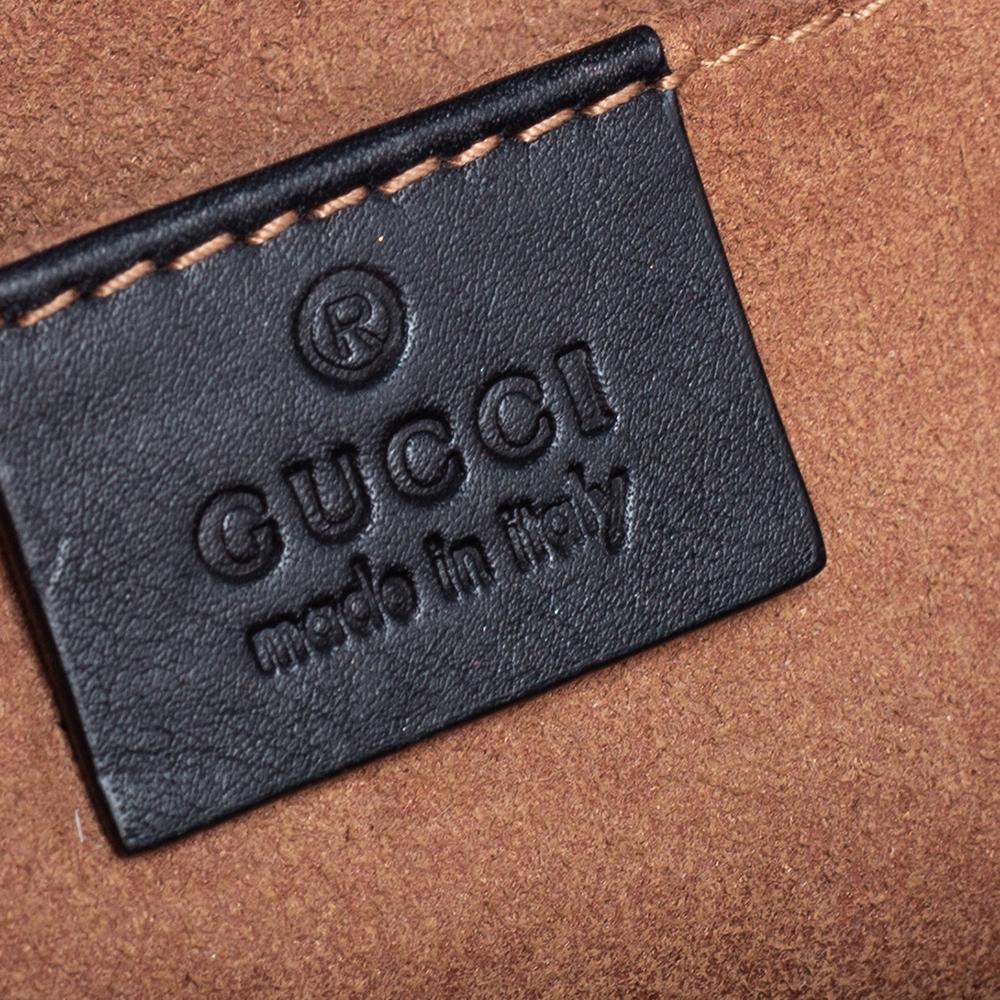 Gucci Schwarz/Beige GG Supreme Umhängetasche aus Segeltuch und Leder mit Vorhängeschloss 4