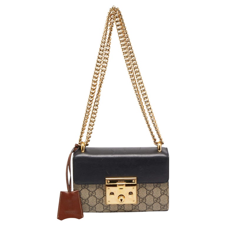 Beige Padlock small GG-Supreme canvas shoulder bag, Gucci