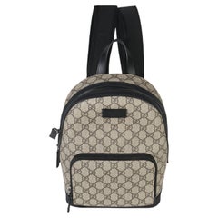 Gucci Black Beige GG Supreme Canvas Eden Small Backpack