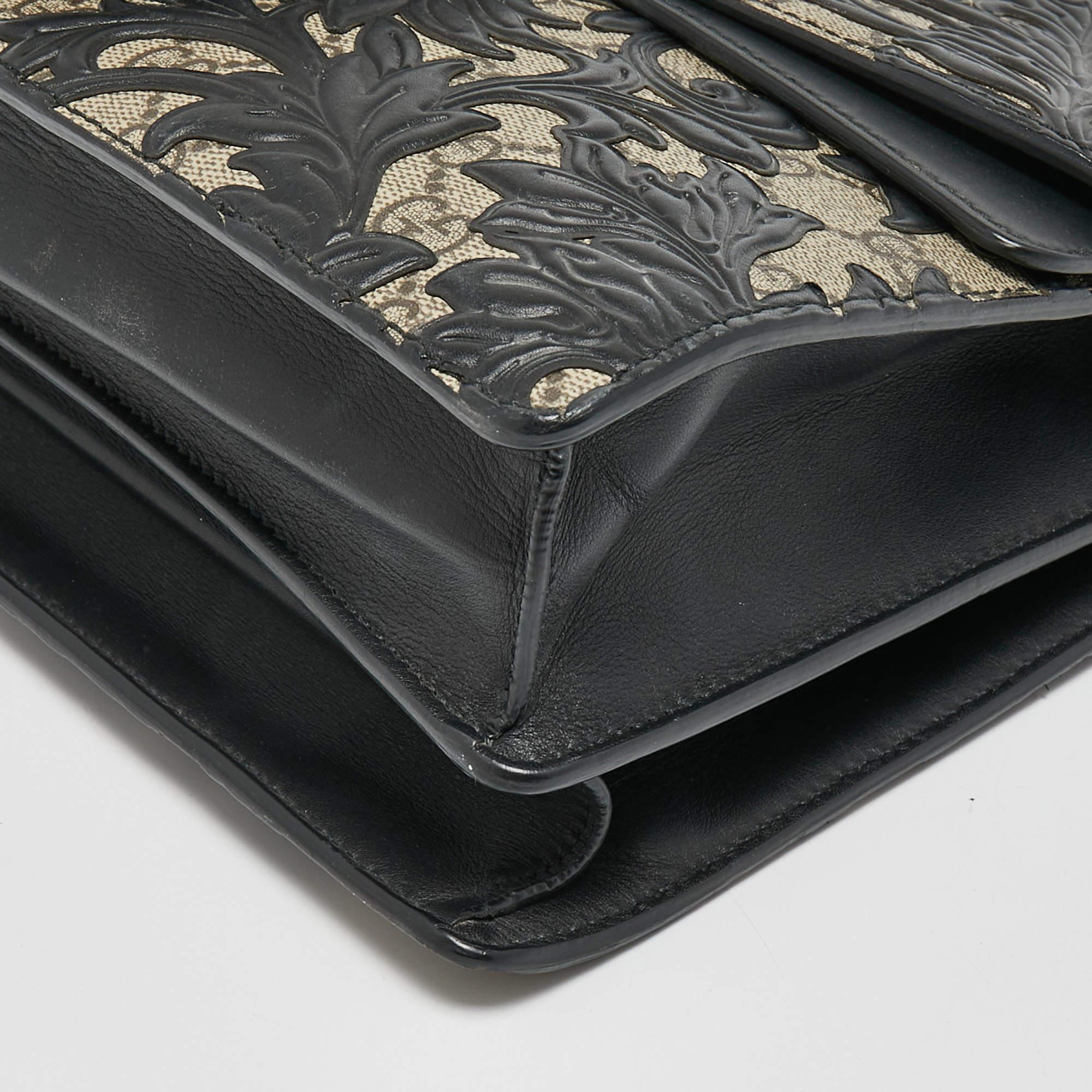Gucci Black/Beige GG Supreme Canvas Medium Dionysus Arabesque Shoulder Bag 6