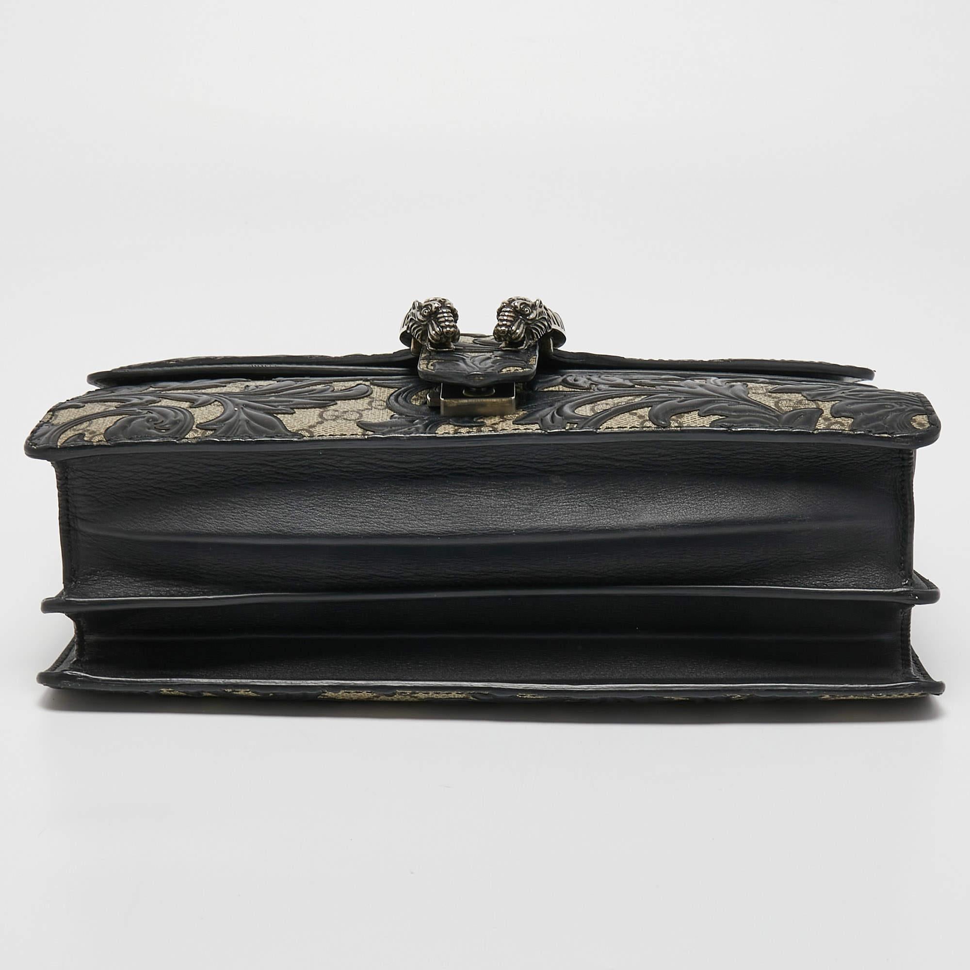Gucci Black/Beige GG Supreme Canvas Medium Dionysus Arabesque Shoulder Bag 1