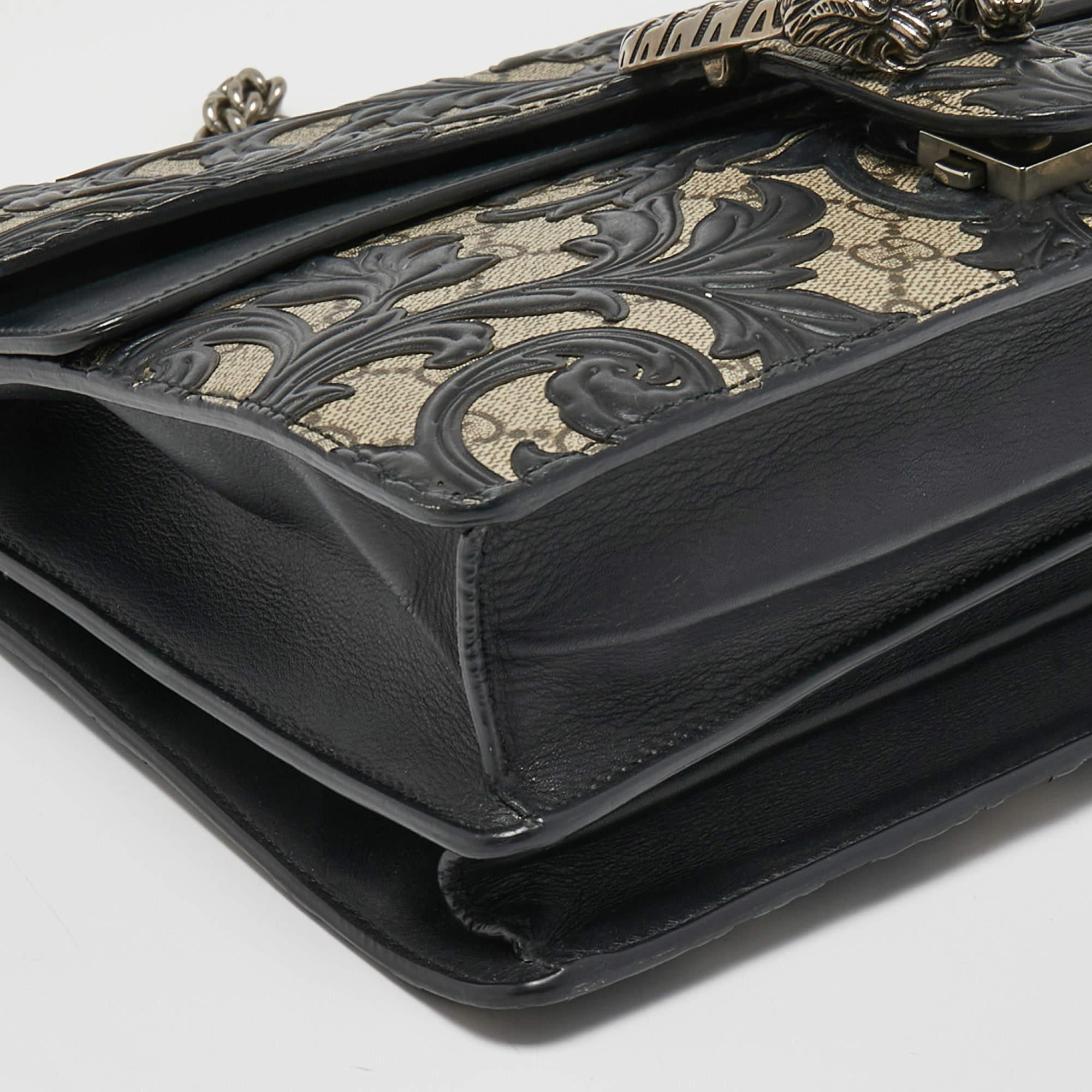 Gucci Black/Beige GG Supreme Canvas Medium Dionysus Arabesque Shoulder Bag 3