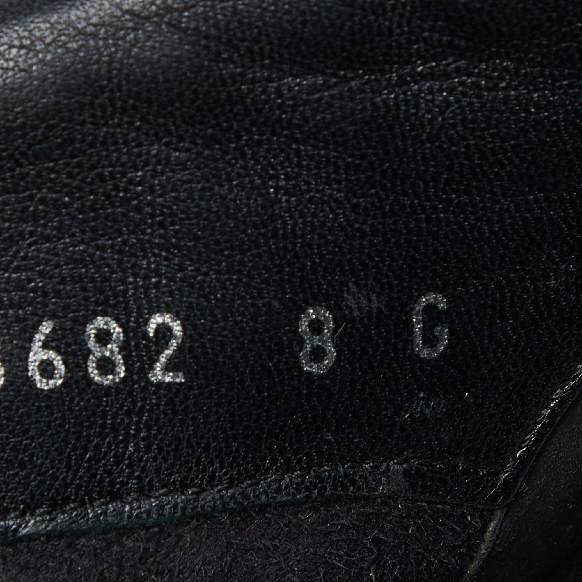 Gucci Black/Beige Leather and Diamante Canvas High Top Sneakers Size 42 For Sale 4