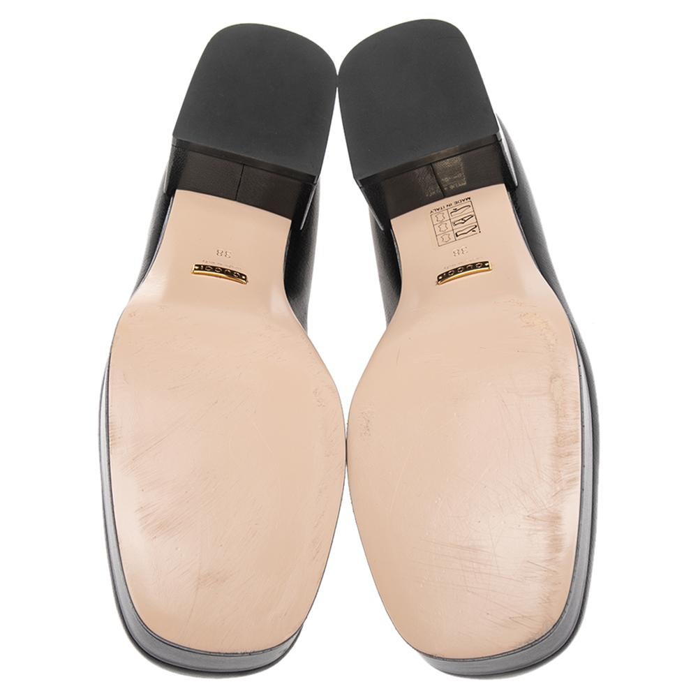 Gucci Black/Beige Leather Houdan Horsebit Platform Loafer Pumps Size 38 In Good Condition In Dubai, Al Qouz 2