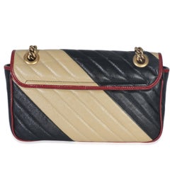 Bolso Gucci Negro Beige Matelasse Becerro Torchon Pequeño Marmont