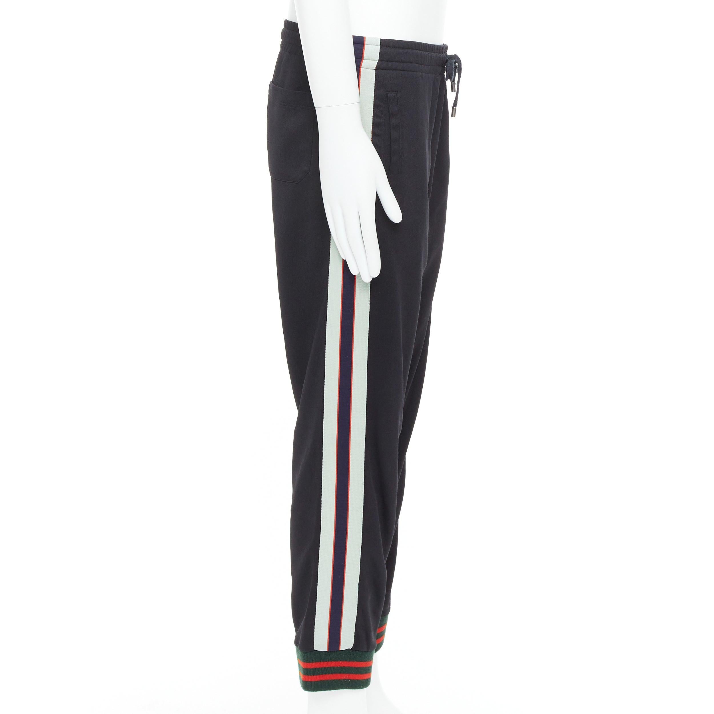 Gucci pantaloni da corsa neri beige rossi con logo laterale S In condizioni discrete in vendita a Hong Kong, NT