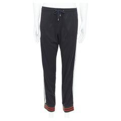 GUCCI black beige red logo tape side jogger track pants S