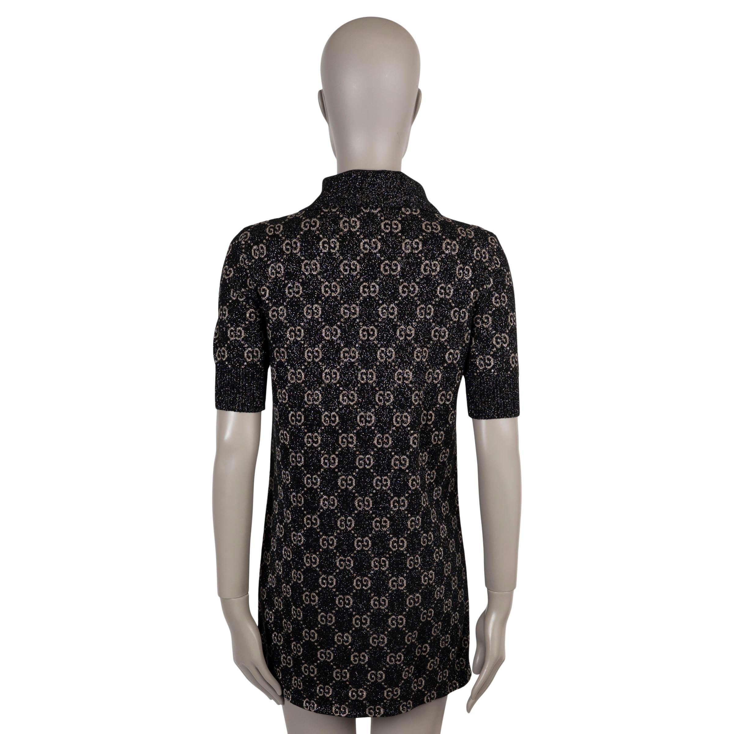 Noir GUCCI noir beige argent coton 2022 GG LAME JACQUARD MINI Robe XS en vente