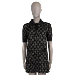 GUCCI black beige silver cotton 2022 GG LAME JACQUARD MINI Dress XS