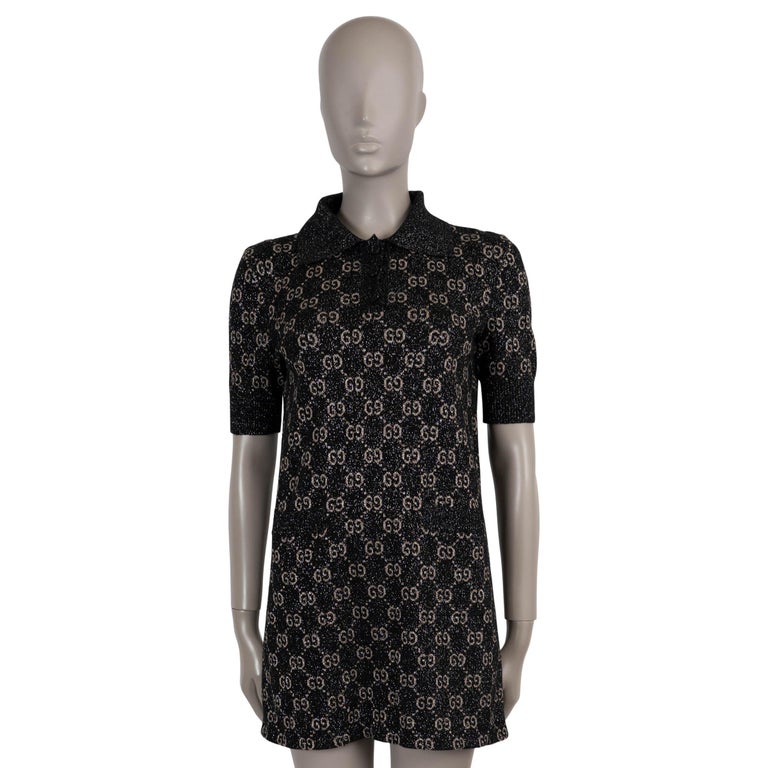 GUCCI black beige silver cotton 2022 GG LAME JACQUARD MINI Dress XS For  Sale at 1stDibs