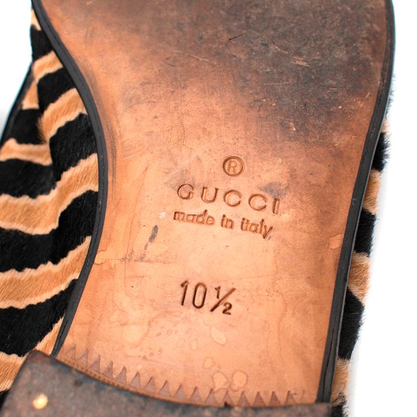 Gucci Black & Beige Tiger Print Horsebit Loafer 3