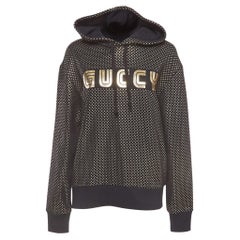 Gucci - Hoodie en coton imprimé étoiles noires, noires et dorées XS