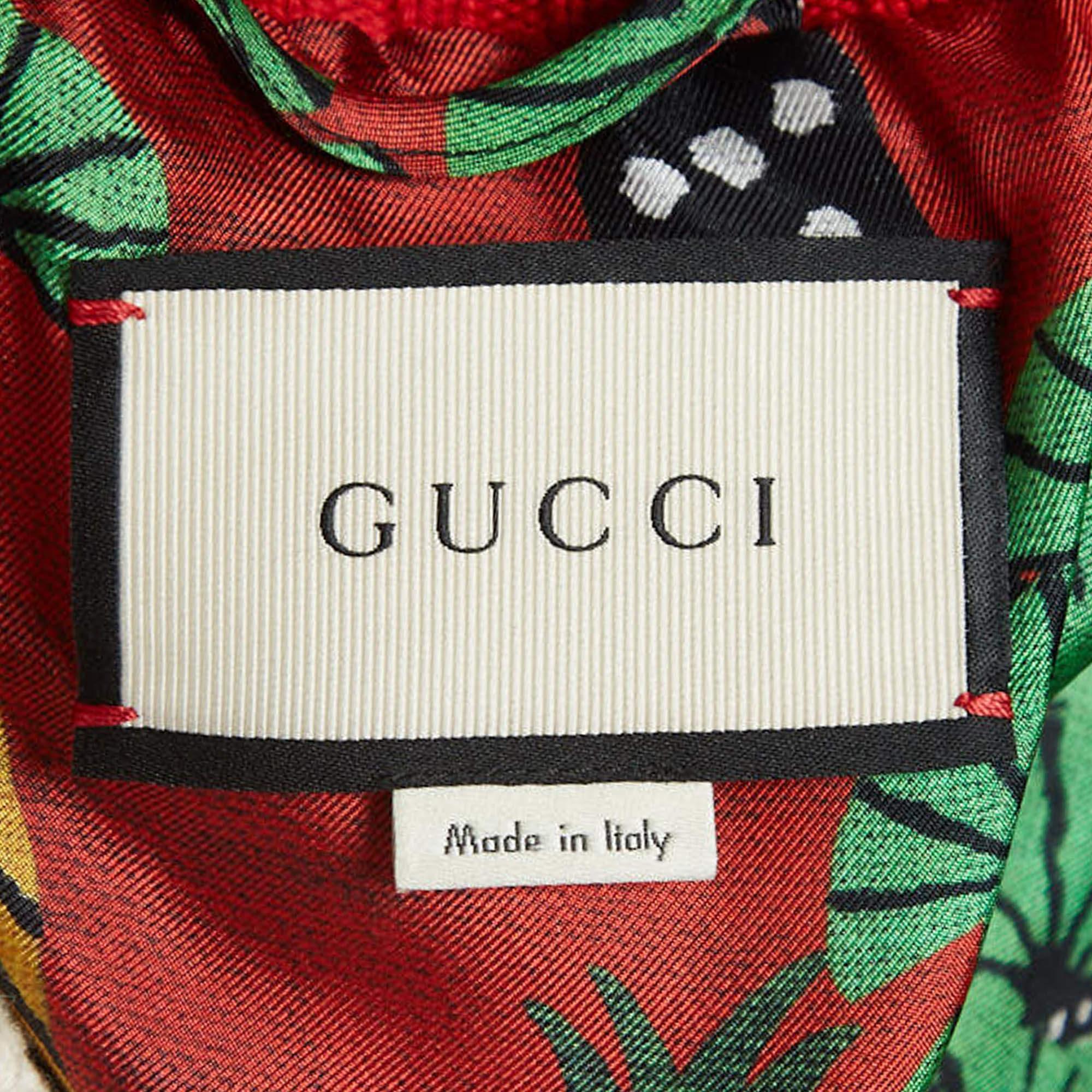 Gucci Black Blind For Love Embroidered Leather Bomber Jacket L In Excellent Condition For Sale In Dubai, Al Qouz 2