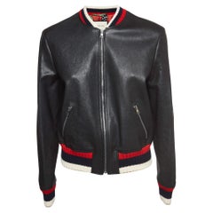 Gucci Blind For Love noir Blouson bombardier en cuir brodé L