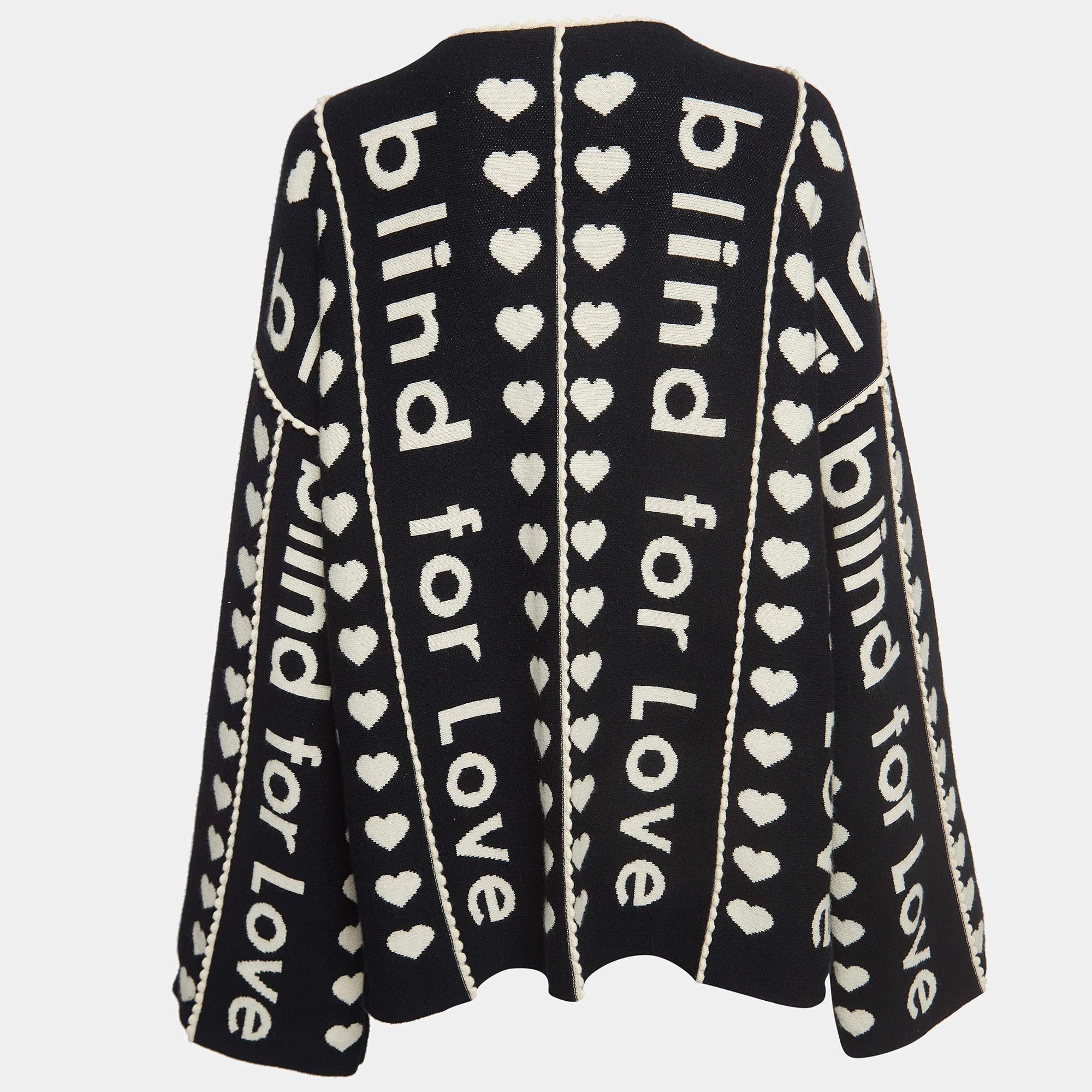 Gucci Black 'Blind for Love' Jacquard Knit Oversized Coat One Size For Sale 1