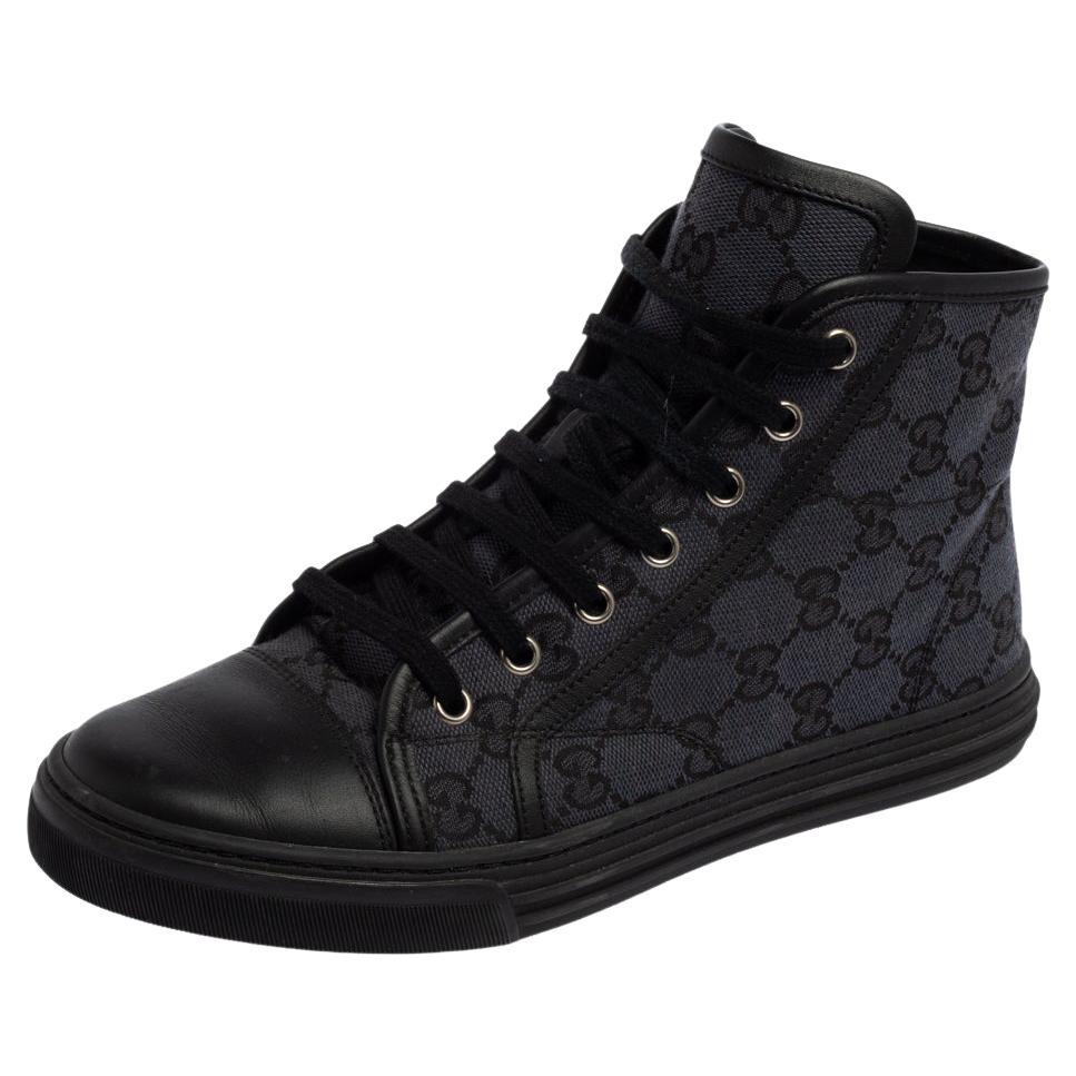 Gucci Black/Blue GG Canvas and Leather Cap Toe High Top Sneakers Size 37 at  1stDibs | gucci converse shoes, gucci converse black, gucci shoes converse