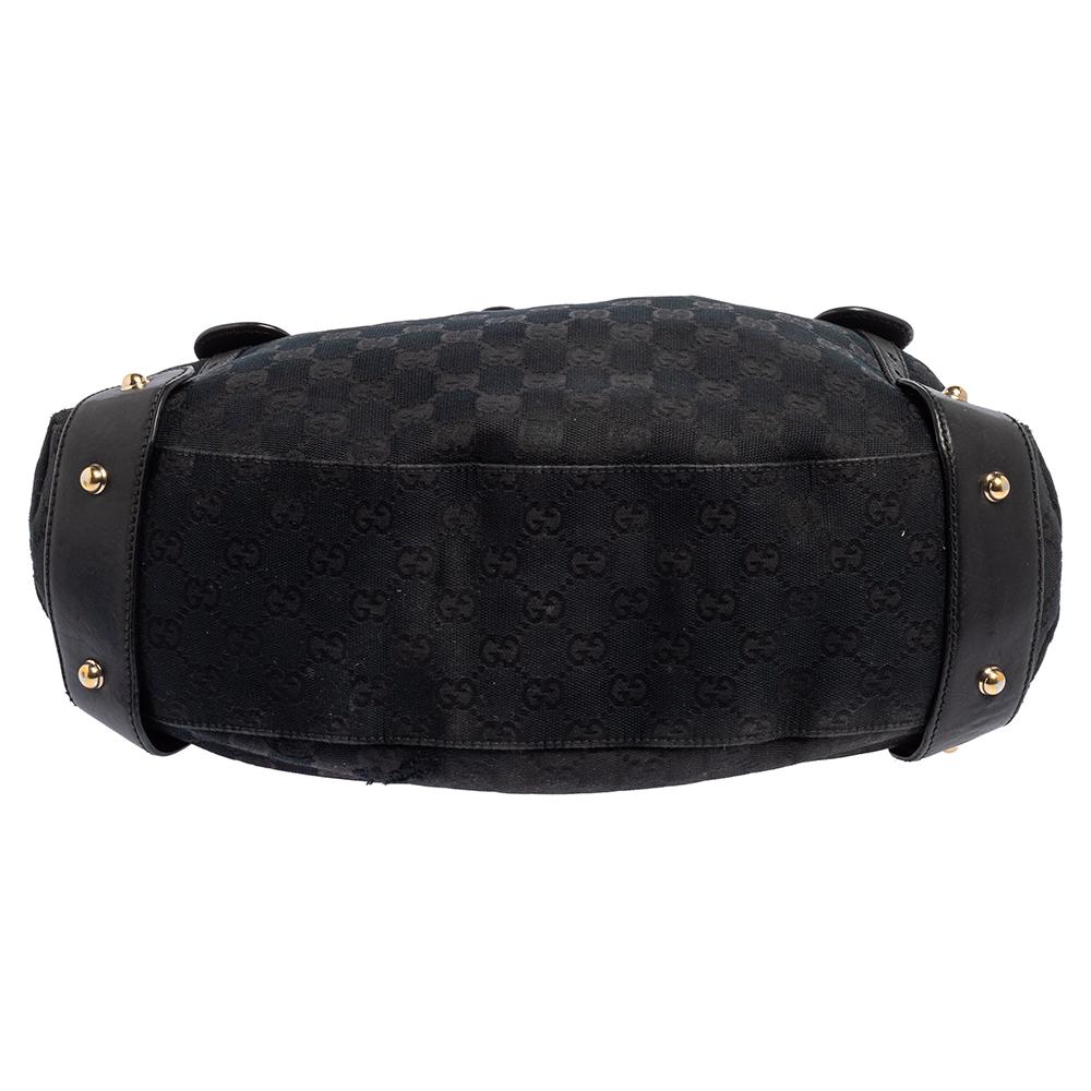 Gucci Pelham Umhängetasche aus GG Segeltuch und Leder in Schwarz/Blau 1
