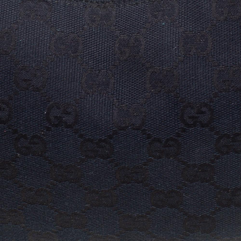 Gucci Black/Blue GG Canvas and Patent Leather Hobo 5