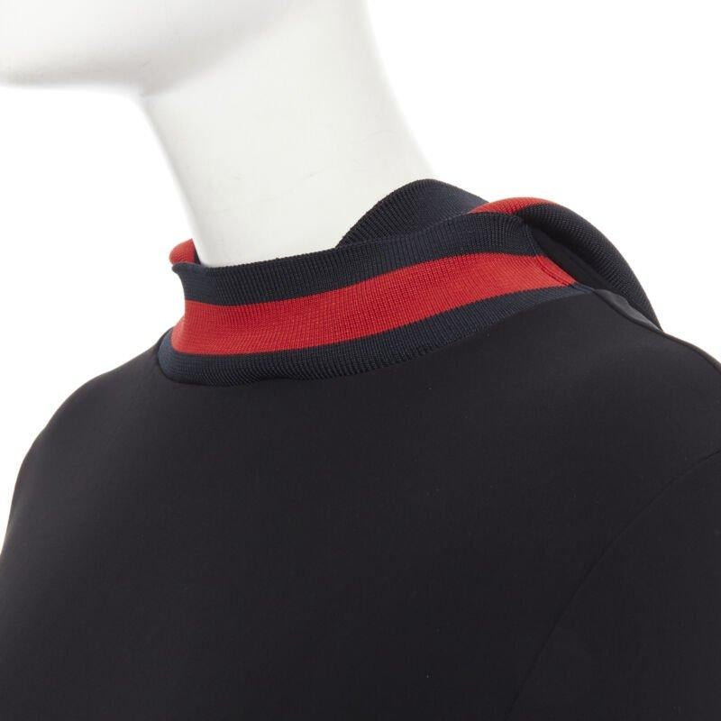GUCCI black blue red signature web trim hooded casual dress XS For Sale 1