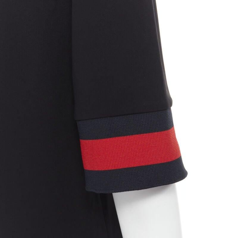 GUCCI black blue red signature web trim hooded casual dress XS For Sale 2