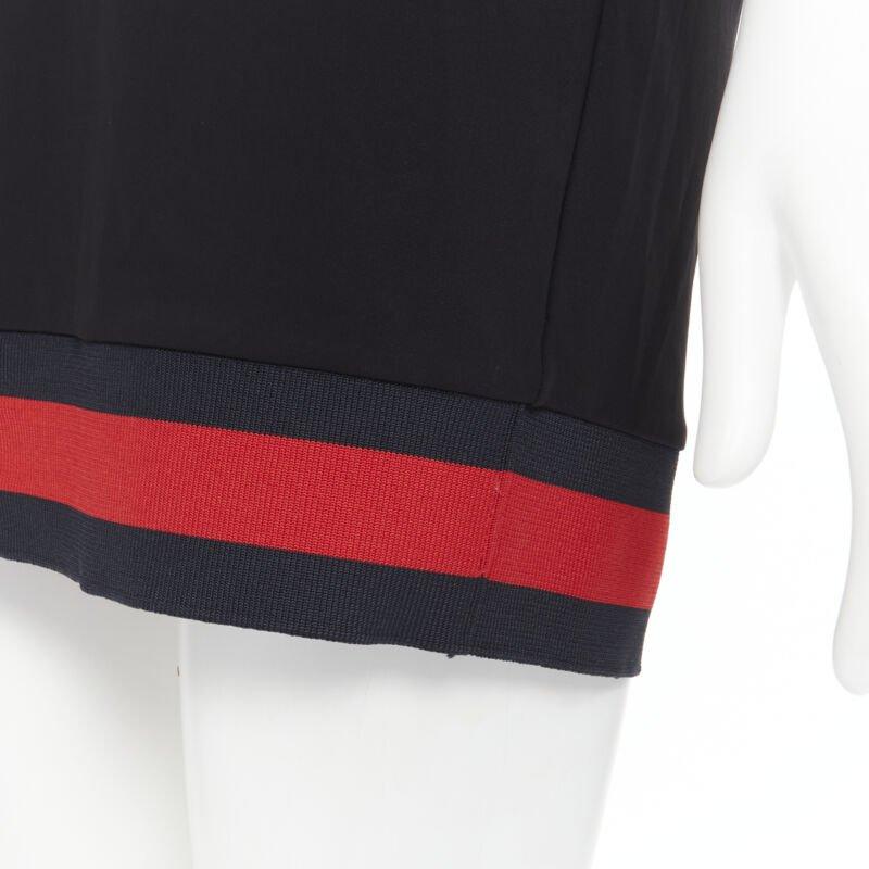 GUCCI black blue red signature web trim hooded casual dress XS For Sale 3