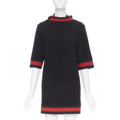 GUCCI black blue red signature web trim hooded casual dress XS