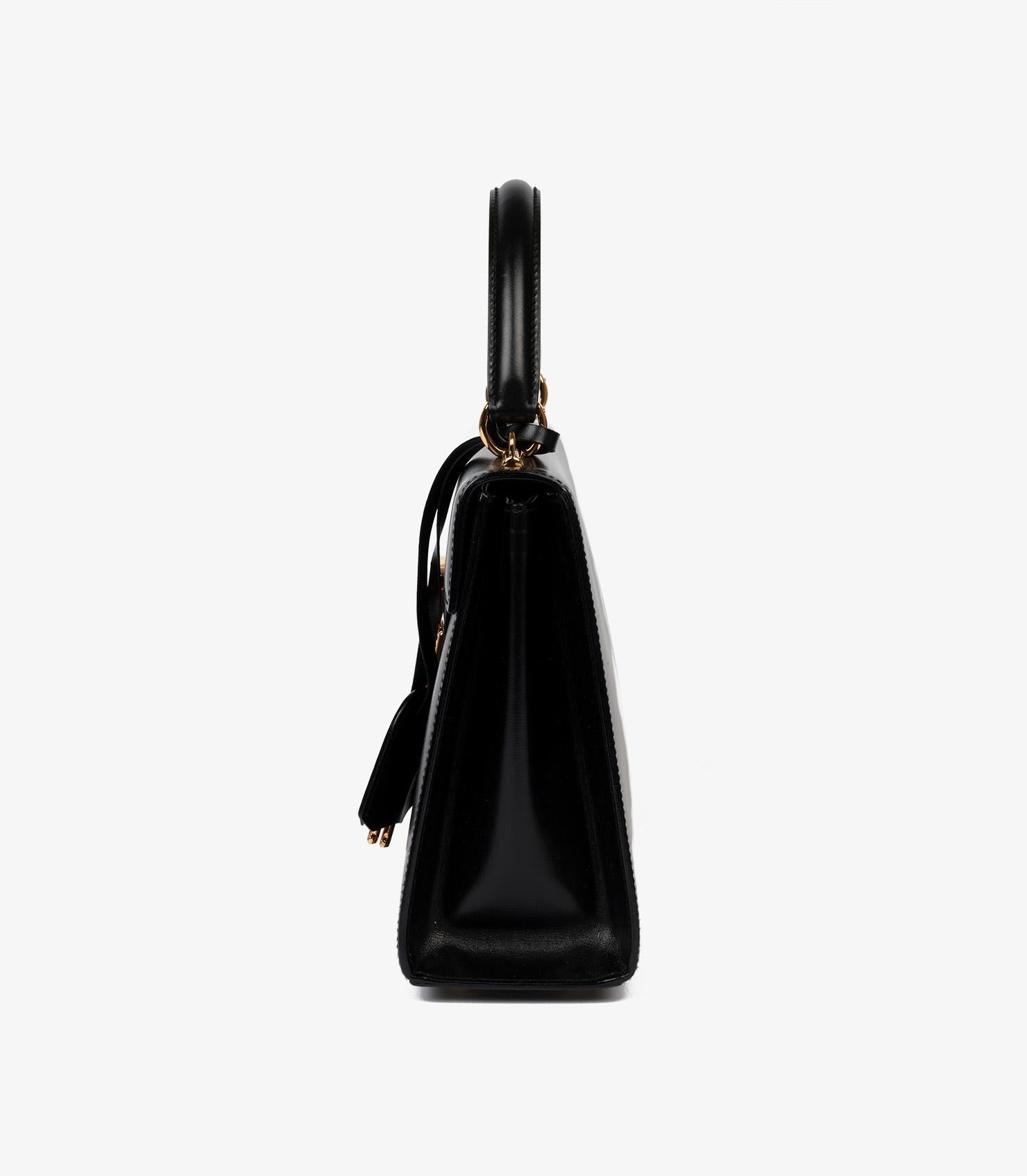 Women's or Men's Gucci Black Box Calf Leather Vintage Lady Lock Top Handle Shoulder Bag