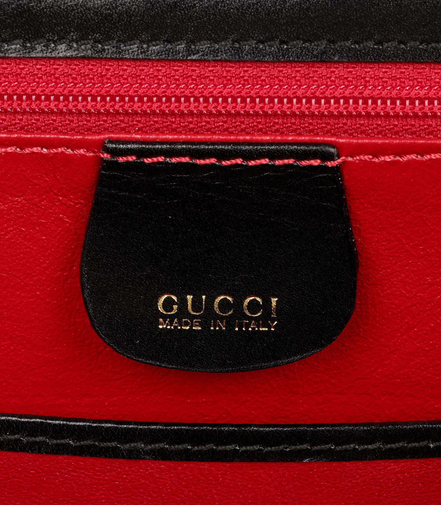 Gucci Black Box Calfskin Leather Vintage Medium Classic Bamboo Top Handle 4