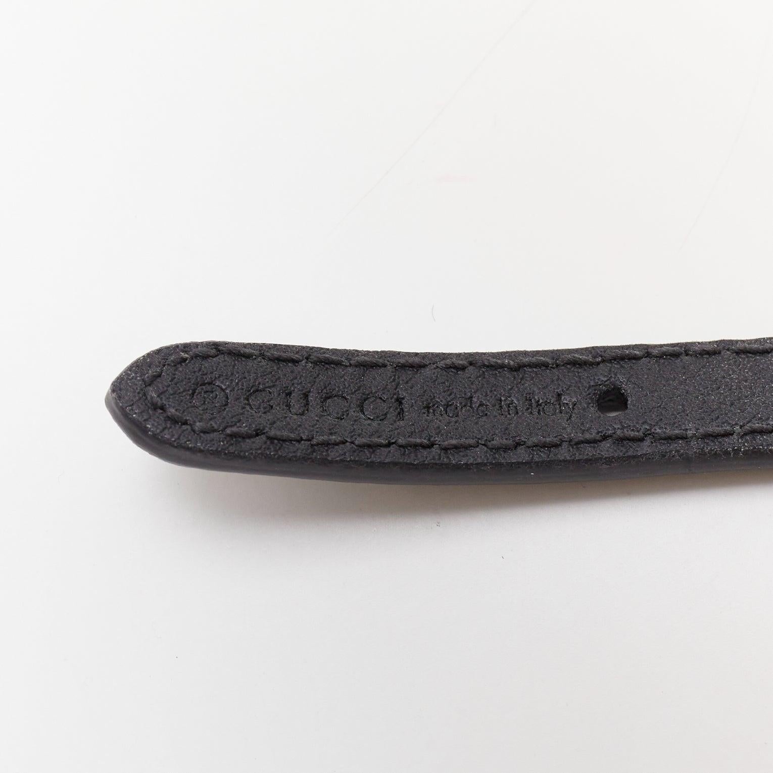 GUCCI schwarzes geflochtenes Kalbsleder, goldfarbenes Logo-Collier 4