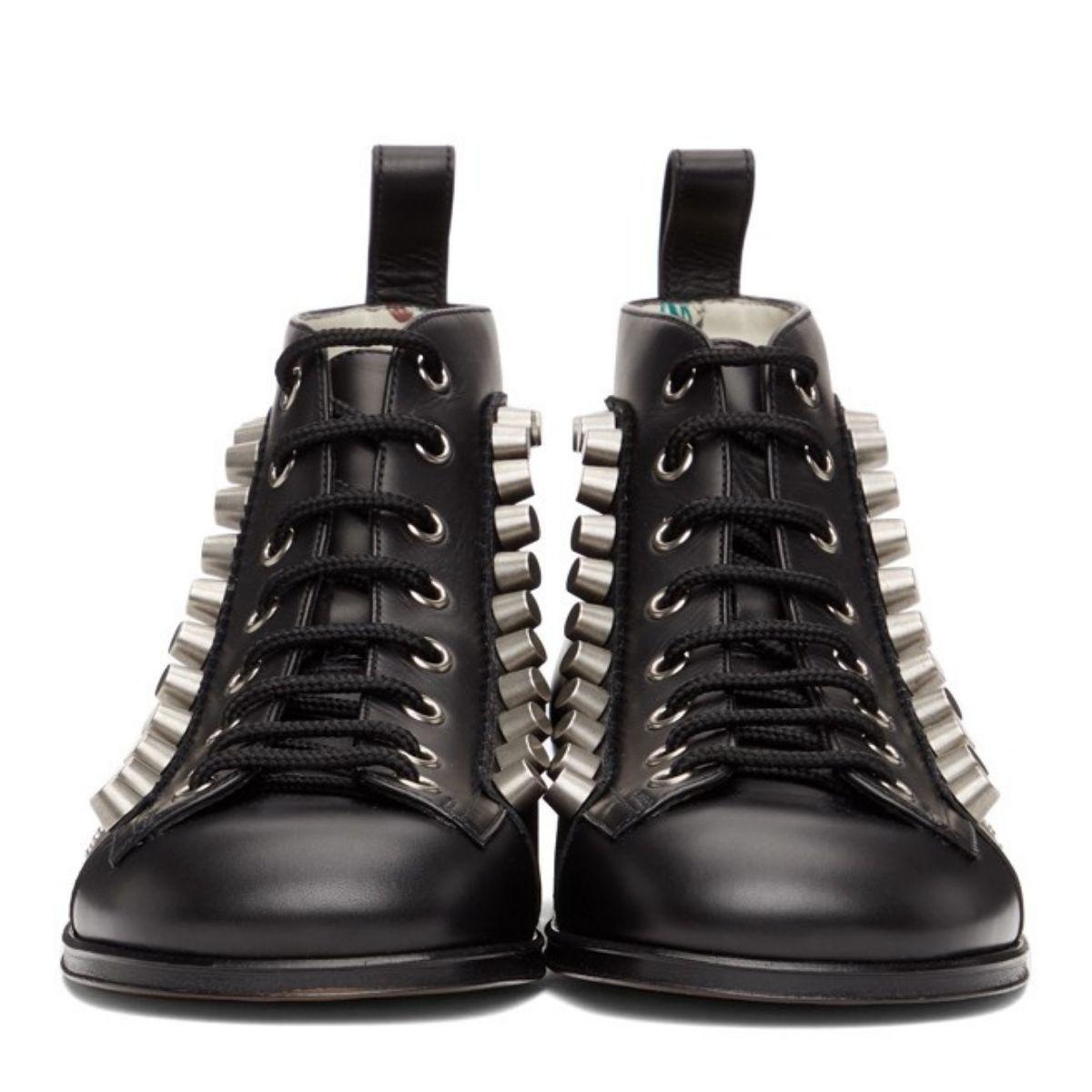 Gucci Black Brogue Detail Boots IT 38 In New Condition For Sale In Brossard, QC