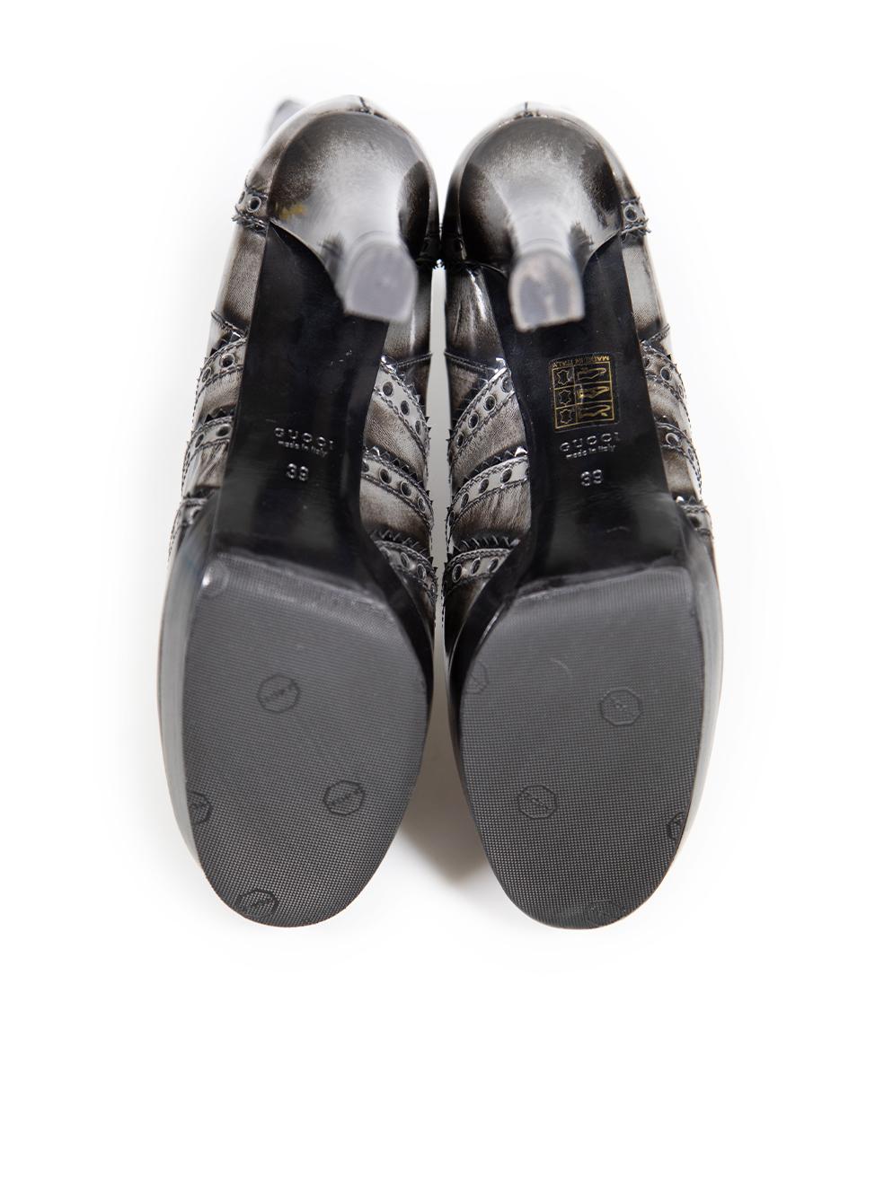 Women's Gucci Black Brogue Detail Heeled Boots Size IT 39 For Sale
