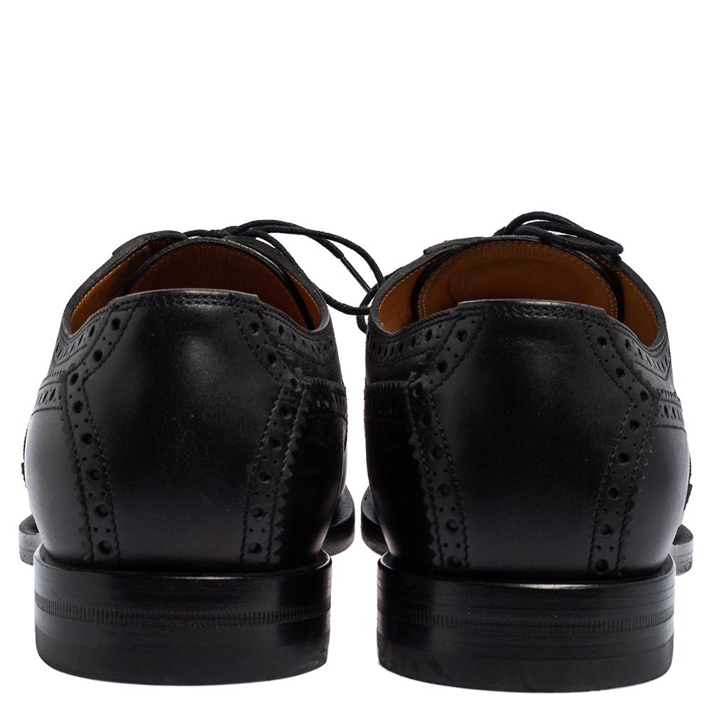 Gucci Black Brogue Leather Bee Web Detail Lace Up Derby Size 44 1