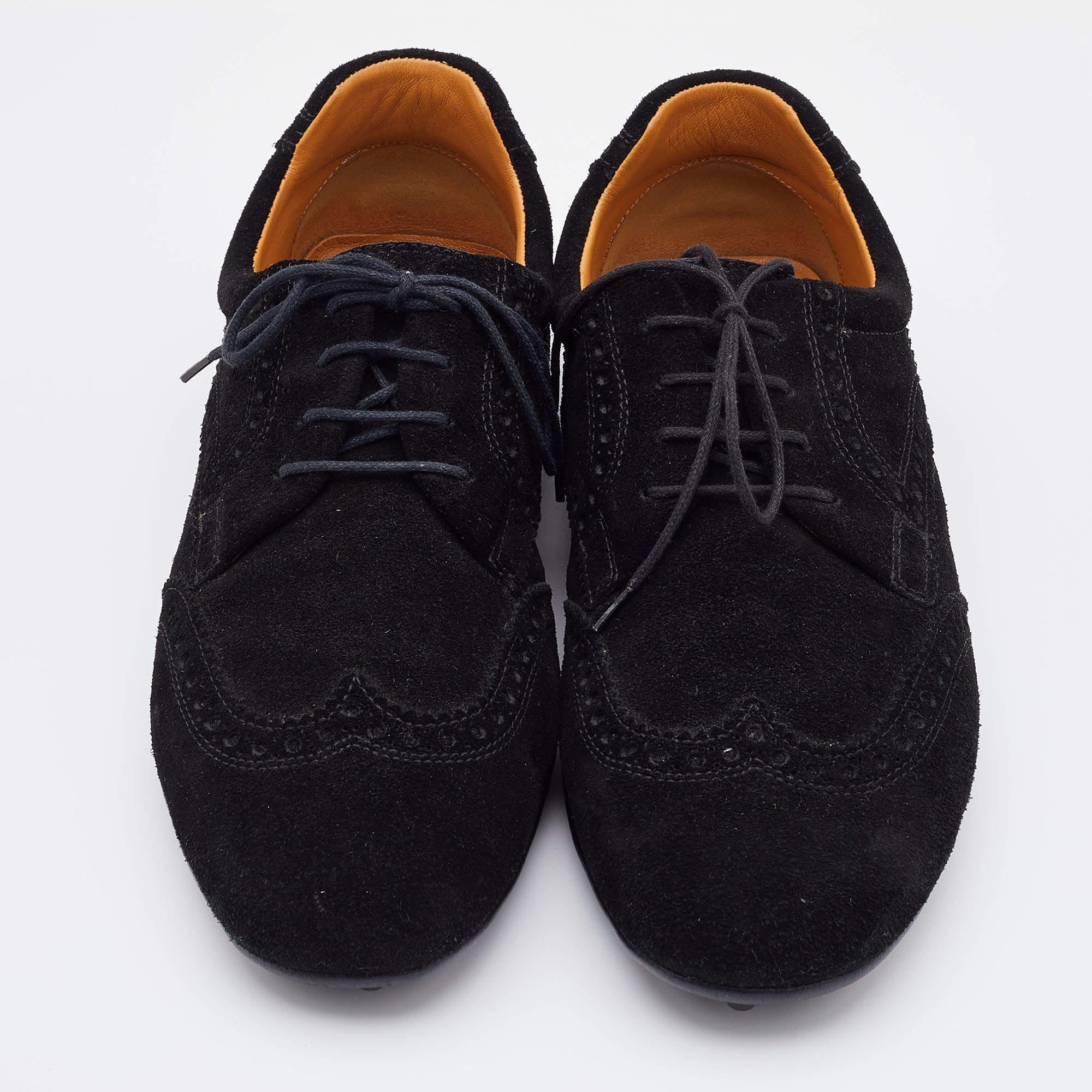 Gucci Black Brogue Suede Derby Lace Up Loafers Size 41 For Sale 4