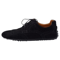 Gucci Black Brogue Suede Derby Lace Up Loafers Size 41