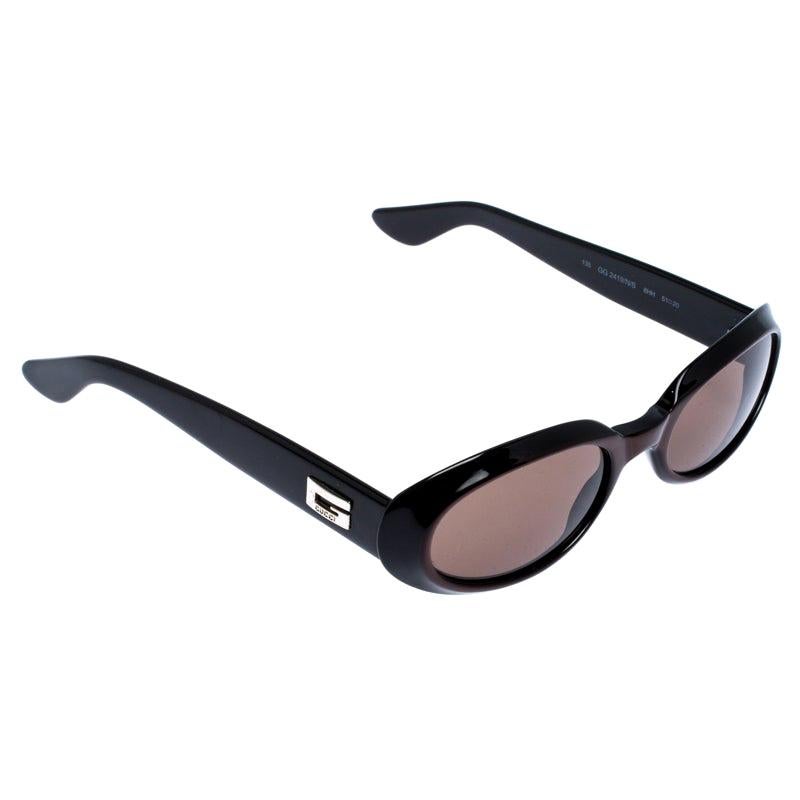 Gucci Black/Brown GG 2419 Vintage Oval Sunglasses For Sale at