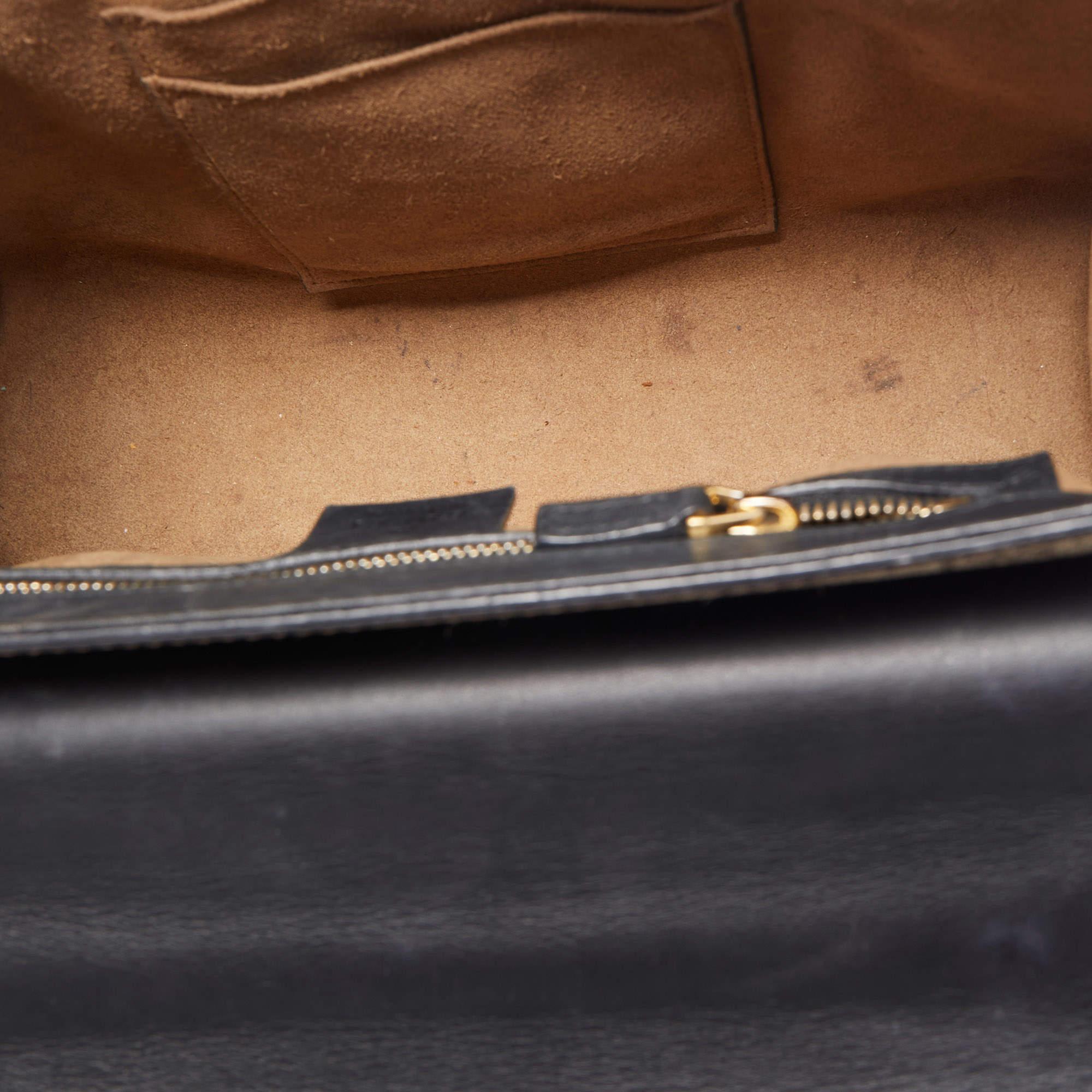 Gucci Black/Brown GG Supreme Canvas and Leather Medium Padlock Shoulder Bag 6