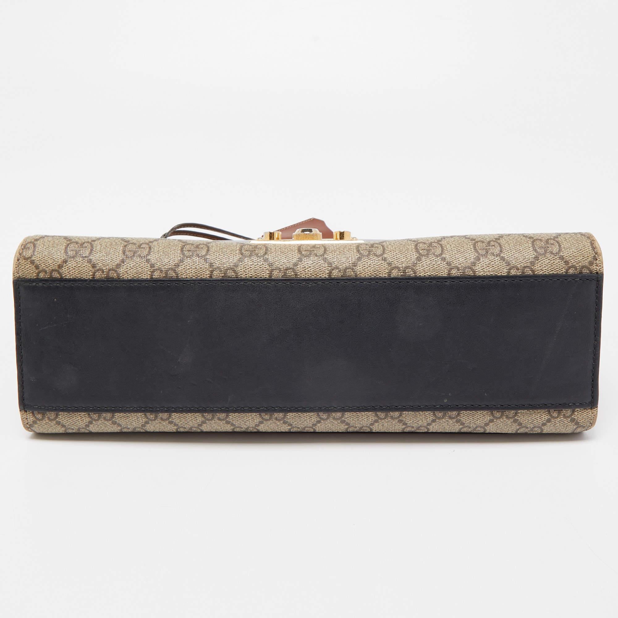 Gucci Black/Brown GG Supreme Canvas and Leather Medium Padlock Shoulder Bag 1